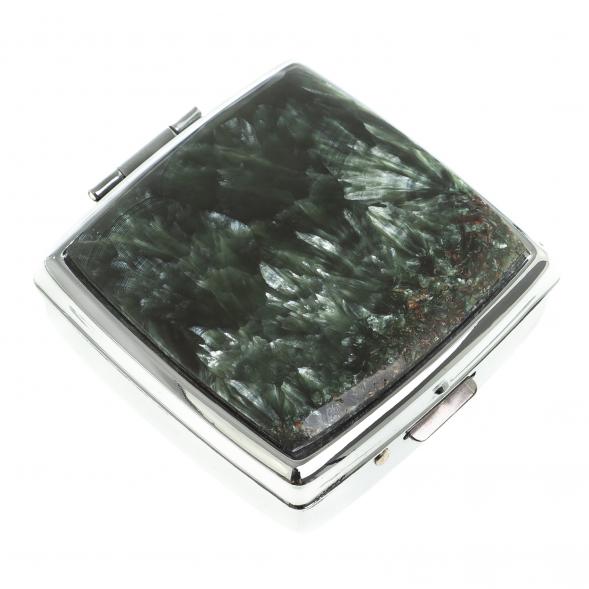 Таблетница на 2 отсека камень серафинит цвет серебро 123347