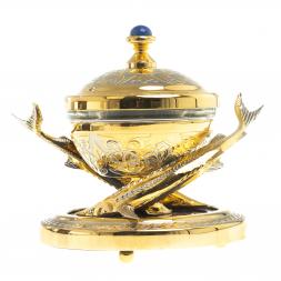 Икорница &amp;quot;Две стерлядки&amp;quot; лазурит Златоуст