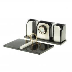 Настольный набор &amp;quot;Оптима&amp;quot; с часами камень мрамор