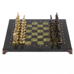 Шахматы бронзовые &amp;quot;Европейские&amp;quot; доска 32х32 см змеевик