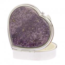 Таблетница &amp;quot;Сердце&amp;quot; на 3 отделения камень флюорит цвет серебро