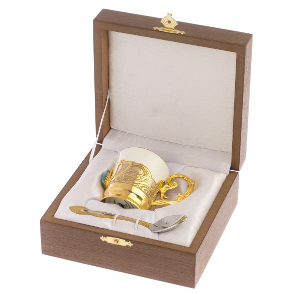 Кофейная чашка &amp;quot;Агат&amp;quot; из зеленого агата 80 мл Златоуст 126055