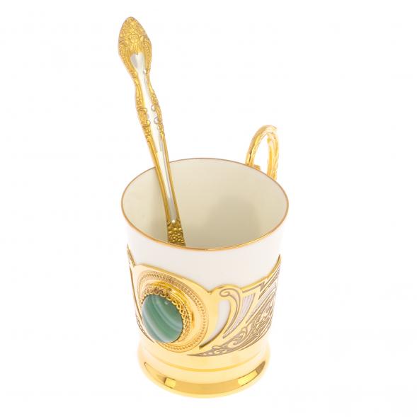 Кофейная чашка &amp;quot;Агат&amp;quot; из зеленого агата 80 мл Златоуст 126055