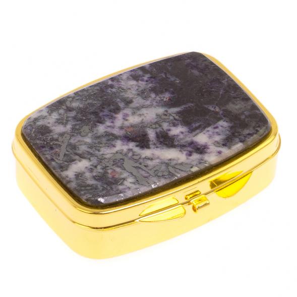 Таблетница на 2 отделения камень гетчеллит цвет золото 126270