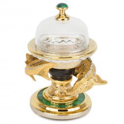 Икорница &amp;quot;Осетр&amp;quot; на малахите Златоуст