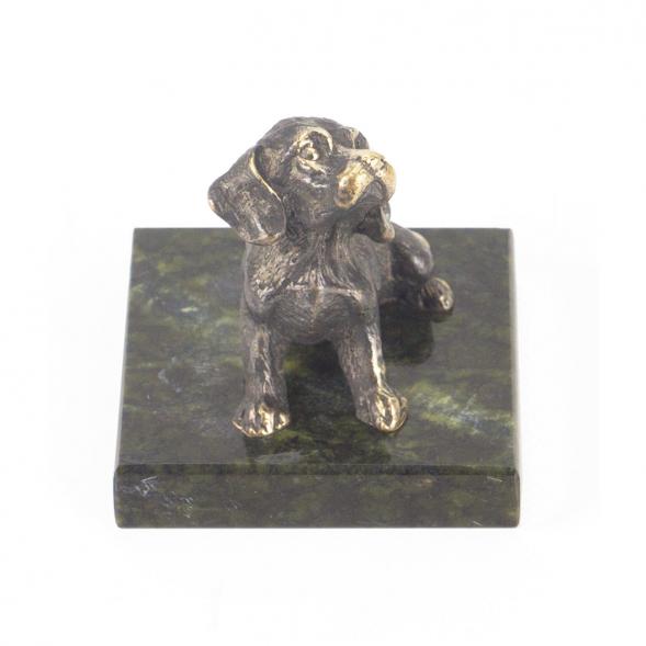 Статуэтка &amp;quot;Собачка средняя №8&amp;quot; бронза змеевик 118762