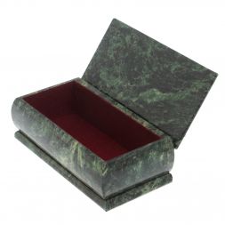 Шкатулка &amp;quot;Лодка на озере&amp;quot; из шабровского змеевика 18х9х6,5 см