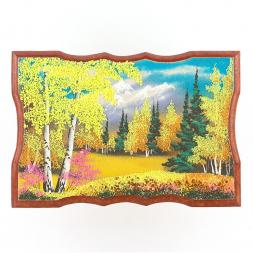 Панно прямоугольное "Осень" 27х18 см каменная крошка