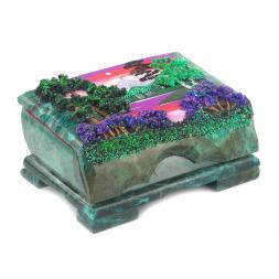 Шкатулка с расписной крышкой &amp;quot;Летний пейзаж&amp;quot; 17х11х8 см