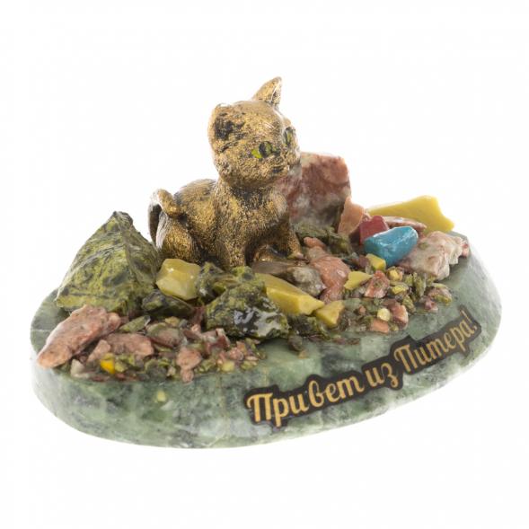 Сувенир &amp;quot;Питерский кот&amp;quot; камень змеевик 129820