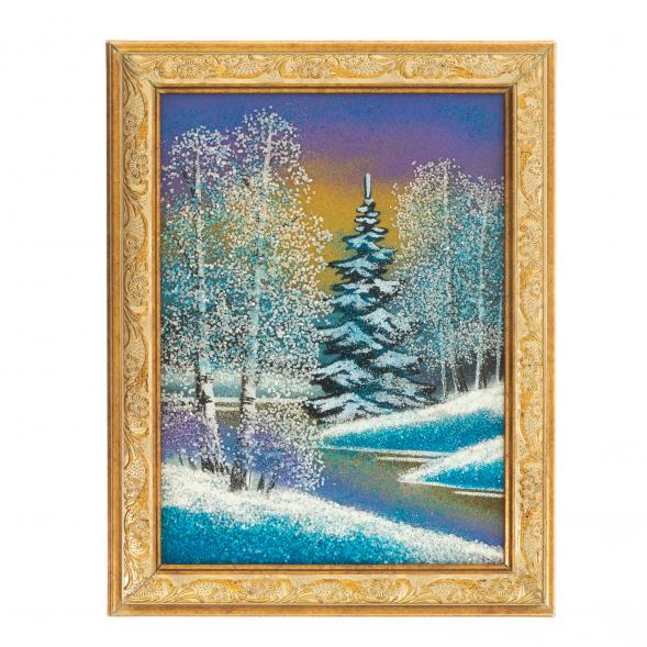 Картина &amp;quot;Зимняя ночь&amp;quot; рамка багет 15х20 см каменная крошка 122478