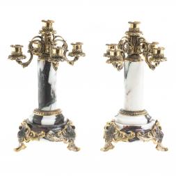 Канделябры из бронзы и мрамора &amp;quot;Барокко&amp;quot; на 5 свечей пара