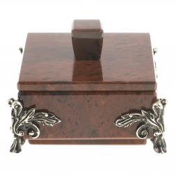 Шкатулка на ножках камень обсидиан 9х9х6 см