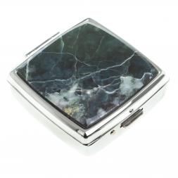 Таблетница с делителем на 2 отсека камень офит цвет серебро