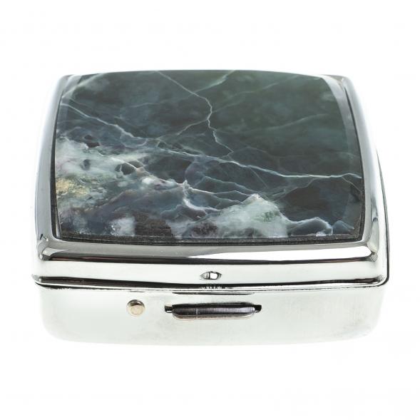 Таблетница с делителем на 2 отсека камень офит цвет серебро 123348