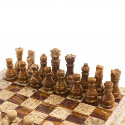 Шахматы "Узоры" доска 30х30 см оникс ракушечник