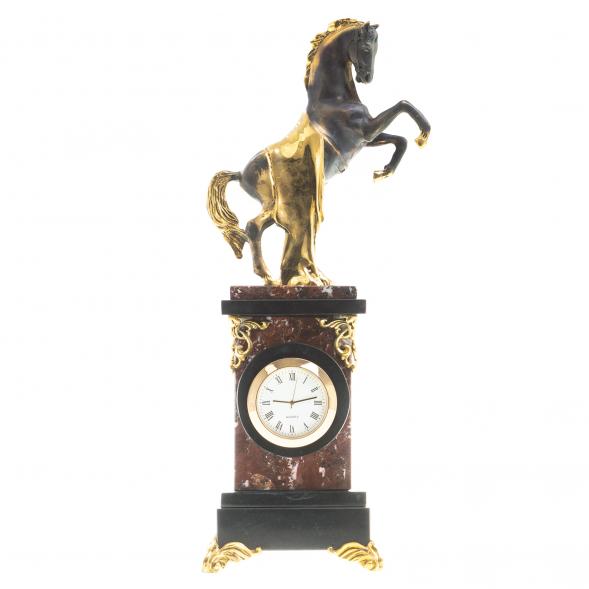 Настольные часы из бронзы &amp;quot;Конь на дыбах&amp;quot; камень креноид 113577