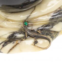 Композиция с шаром &amp;quot;Ящерица на скале&amp;quot; из мрамора 10,5 см