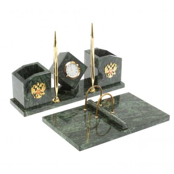 Настольный набор &amp;quot;Куб&amp;quot; из шабровского змеевика 127116