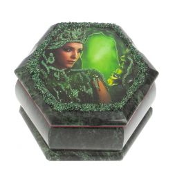 Каменная шкатулка "Хозяйка медной горы" 14х12,5х7 см