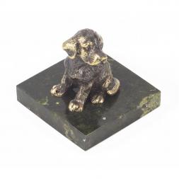 Статуэтка из бронзы и змеевика &amp;quot;Собачка средняя №9&amp;quot;