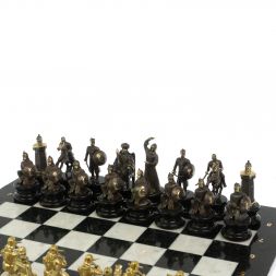 Шахматы &amp;quot;Турецко-Европейская война&amp;quot; бронза мрамор 48х48 см