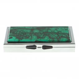 Таблетница на 3 отделения камень малахит цвет серебро