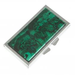 Таблетница на 3 отделения камень малахит цвет серебро