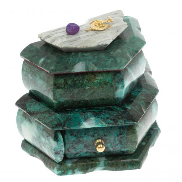 Ларец для украшений змеевик 18x12x14 см 112104