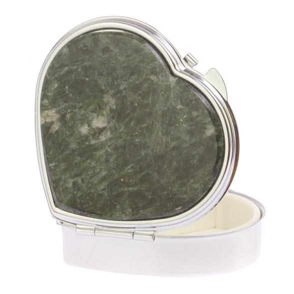 Таблетница &amp;quot;Сердце&amp;quot; на 3 отделения камень актиновит цвет серебро 125909