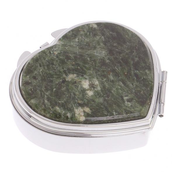 Таблетница &amp;quot;Сердце&amp;quot; на 3 отделения камень актиновит цвет серебро 125909