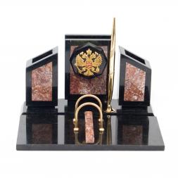 Письменный набор &amp;quot;Герб России&amp;quot; камень креноид змеевик