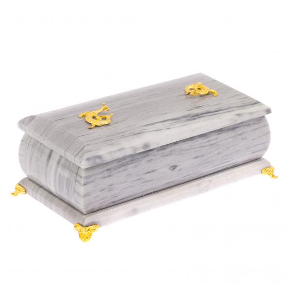 Шкатулка &amp;quot;Дуэт&amp;quot; из серого мрамора 19х9,5х8 см 126116