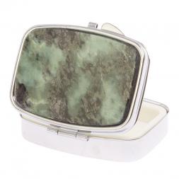 Таблетница на 2 отделения из камня офит цвет серебро