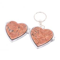 Складное зеркало брелок из камня пегматит Сердце