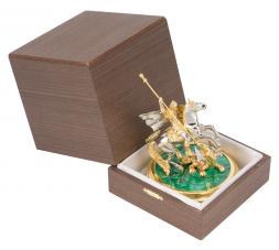 Статуэтка "Святой Георгий" из бронзы и малахита Златоуст