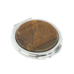 Зеркальце круглое из тигрового глаза цвет серебро