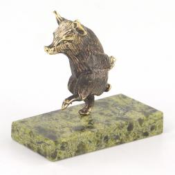 Статуэтка &amp;quot;Поросенок шагает&amp;quot; бронза змеевик