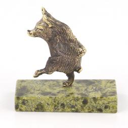 Статуэтка &amp;quot;Поросенок шагает&amp;quot; бронза змеевик