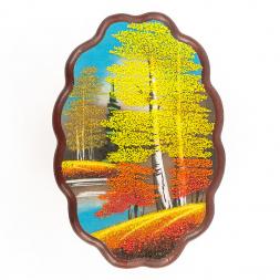 Панно овальное &amp;quot;Осень&amp;quot; 25х16 см каменная крошка