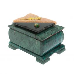 Шкатулка прямоугольная камень змеевик / розовый мрамор 12х8,5х8,5 см