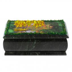 Шкатулка &amp;quot;Хозяйка медной горы. Осень&amp;quot; из змеевика 18х9х8 см