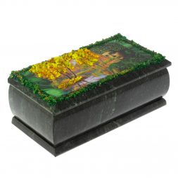 Шкатулка &amp;quot;Хозяйка медной горы. Осень&amp;quot; из змеевика 18х9х8 см