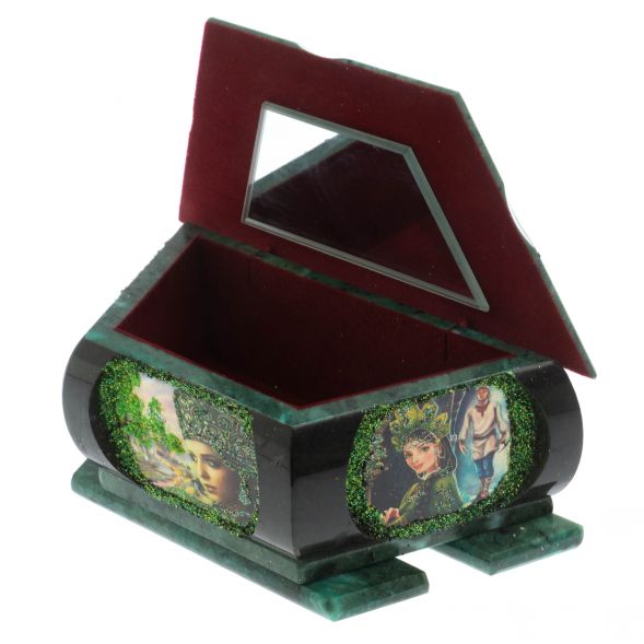 Шкатулка с рисунком &amp;quot;Хозяйка медной горы&amp;quot; 20х10х8 см змеевик 129049