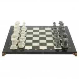 Шахматы подарочные "Стаунтон" 44х44 см мрамор / змеевик