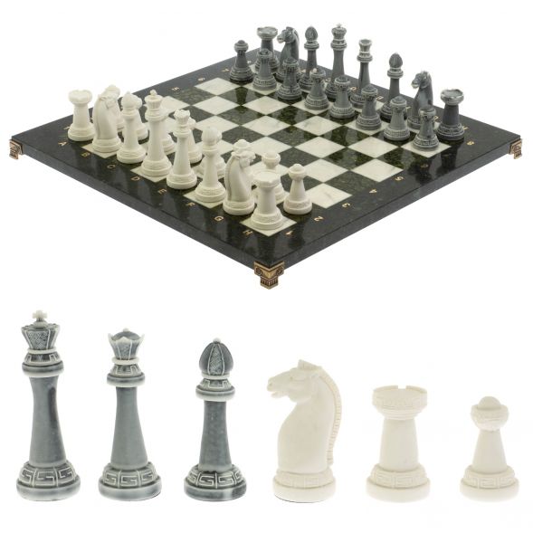 Шахматы подарочные &amp;quot;Стаунтон&amp;quot; 44х44 см мрамор / змеевик 129356
