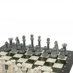 Шахматы подарочные "Стаунтон" 44х44 см мрамор / змеевик