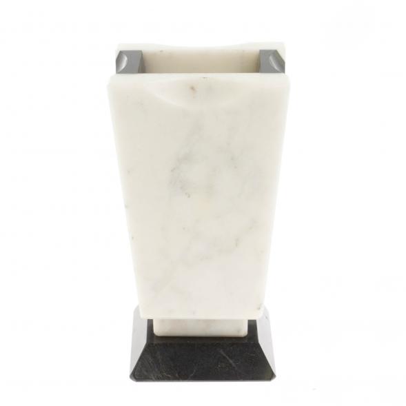 Карандашница из белого мрамора и змеевика 6,5х5,5х11,5 см 129692