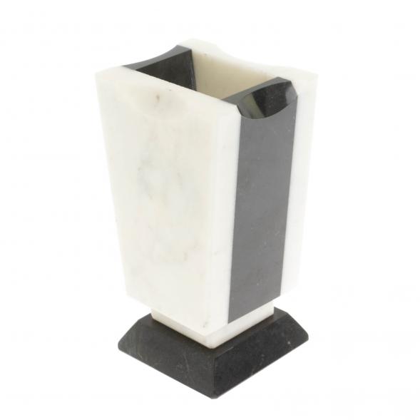 Карандашница из белого мрамора и змеевика 6,5х5,5х11,5 см 129692