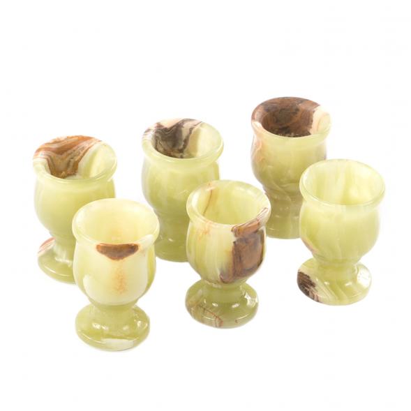 Набор рюмок 6 шт из камня оникс в картонной коробке 3,5х5,5 см 121491